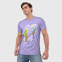 Футболка мужская Пара волнистых попугаев, цвет: 3D-принт — фото 2