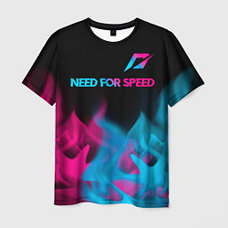 Футболка мужская Need for Speed - neon gradient: символ сверху, цвет: 3D-принт
