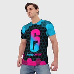 Футболка мужская Rainbow Six - neon gradient, цвет: 3D-принт — фото 2