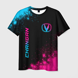 Футболка мужская Changan - neon gradient: надпись, символ, цвет: 3D-принт