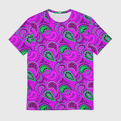 Мужская футболка Turkish cucumber raspberry and green background