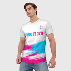 Футболка мужская Pink Floyd neon gradient style: символ сверху, цвет: 3D-принт — фото 2