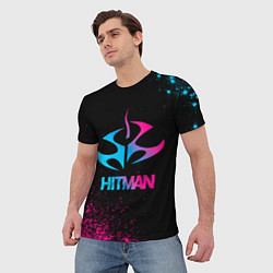 Футболка мужская Hitman - neon gradient, цвет: 3D-принт — фото 2