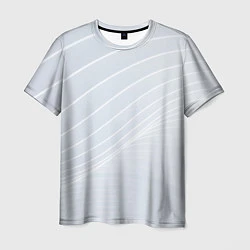 Футболка мужская Серый фон и белые линии, цвет: 3D-принт