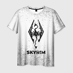 Футболка мужская Skyrim с потертостями на светлом фоне, цвет: 3D-принт