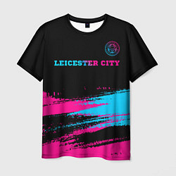 Футболка мужская Leicester City - neon gradient: символ сверху, цвет: 3D-принт