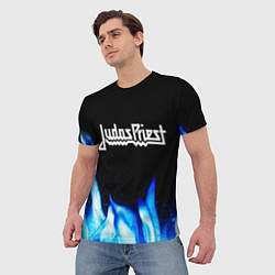 Футболка мужская Judas Priest blue fire, цвет: 3D-принт — фото 2