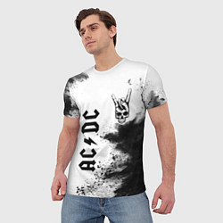 Футболка мужская AC DC и рок символ на светлом фоне, цвет: 3D-принт — фото 2