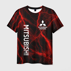 Футболка мужская Mitsubishi красные молнии, цвет: 3D-принт