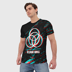 Футболка мужская Elden Ring в стиле glitch и баги графики на темном, цвет: 3D-принт — фото 2