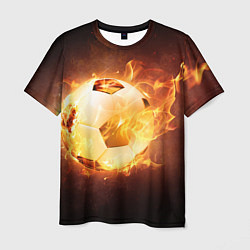 Футболка мужская Футбольный мяч огонь, цвет: 3D-принт