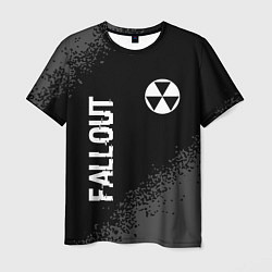 Футболка мужская Fallout glitch на темном фоне: надпись, символ, цвет: 3D-принт