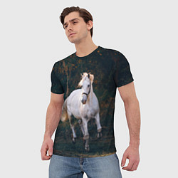 Футболка мужская Скачущая белая лошадь, цвет: 3D-принт — фото 2