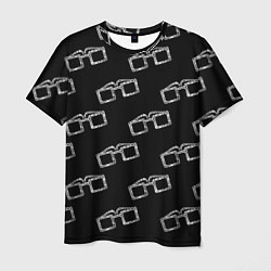 Футболка мужская Модные очки черно-белый узор, цвет: 3D-принт