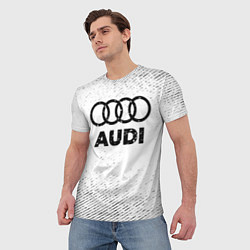 Футболка мужская Audi с потертостями на светлом фоне, цвет: 3D-принт — фото 2