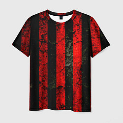 Футболка мужская Красно-черный фон в полоску, цвет: 3D-принт