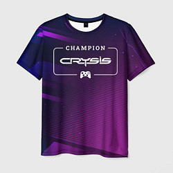 Футболка мужская Crysis gaming champion: рамка с лого и джойстиком, цвет: 3D-принт