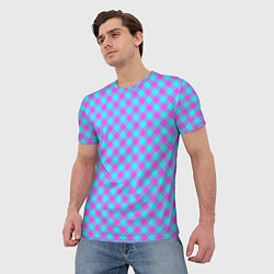 Футболка мужская Фиолетовые и голубые квадратики, цвет: 3D-принт — фото 2