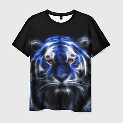 Футболка мужская Синий неоновый тигр, цвет: 3D-принт