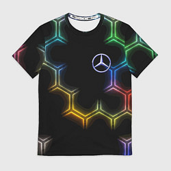 Футболка мужская Mercedes - neon pattern, цвет: 3D-принт