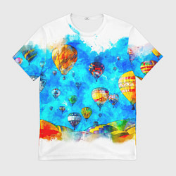 Футболка мужская Воздушные шары на фоне голубого неба рисунок, цвет: 3D-принт