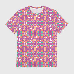 Футболка мужская Геометрический паттерн на сиреневом фоне, цвет: 3D-принт
