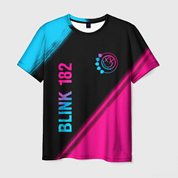 Футболка мужская Blink 182 - neon gradient: надпись, символ, цвет: 3D-принт