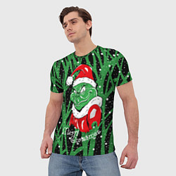 Футболка мужская Santa Claus, Grinch - Christmas thief, цвет: 3D-принт — фото 2