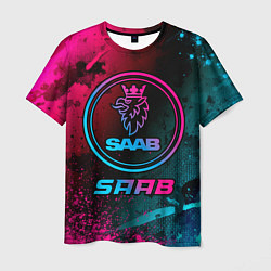 Футболка мужская Saab - neon gradient, цвет: 3D-принт