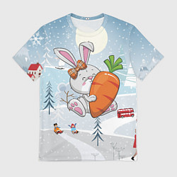 Футболка мужская Зайчик с большой морковкой, цвет: 3D-принт