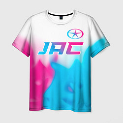 Футболка мужская JAC neon gradient style: символ сверху, цвет: 3D-принт