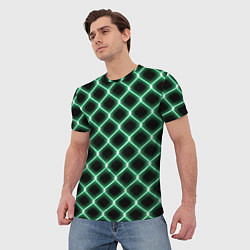 Футболка мужская Зелёная неоновая сетка, цвет: 3D-принт — фото 2