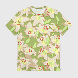Футболка мужская Нежные цветы - лилии: цветной паттерн, цвет: 3D-принт