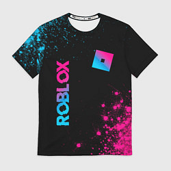 Футболка мужская Roblox - neon gradient: надпись, символ, цвет: 3D-принт