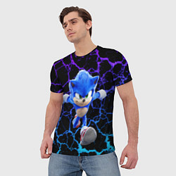 Футболка мужская Sonic неоновый мрамор, цвет: 3D-принт — фото 2