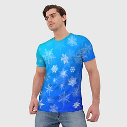 Футболка мужская Снежинки в небе, цвет: 3D-принт — фото 2
