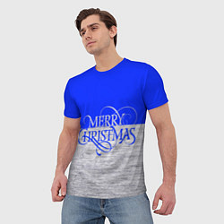 Футболка мужская Merry Christmas синий, цвет: 3D-принт — фото 2
