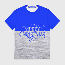 Футболка мужская Merry Christmas синий, цвет: 3D-принт