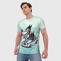 Футболка мужская Волк за рулем автомобиля, цвет: 3D-принт — фото 2