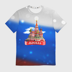 Футболка мужская Москва на фоне флага России, цвет: 3D-принт