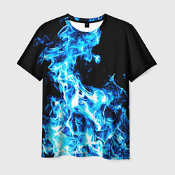 Футболка мужская Красивый неоновый синий огонь, цвет: 3D-принт