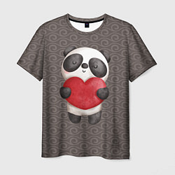 Футболка мужская Панда с сердечком, цвет: 3D-принт