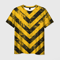 Футболка мужская WARNING - желто-черные полосы, цвет: 3D-принт