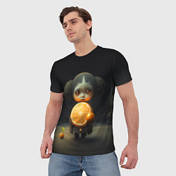 Футболка мужская Девочка с мандарином в руках, цвет: 3D-принт — фото 2