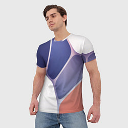 Футболка мужская Узор из синих, фиолетовых, белых и оранжевых камне, цвет: 3D-принт — фото 2