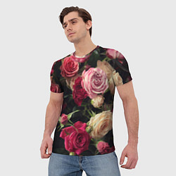 Футболка мужская Нежные кустовые розы, цвет: 3D-принт — фото 2