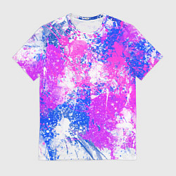Мужская футболка Разбрызганная фиолетовая краска - светлый фон