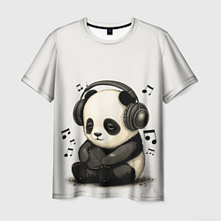 Футболка мужская Милая панда в наушниках, цвет: 3D-принт