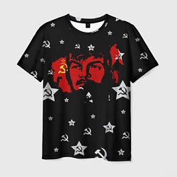 Футболка мужская Ленин на фоне звезд, цвет: 3D-принт