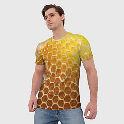 Футболка мужская Текстура - соты улья, цвет: 3D-принт — фото 2